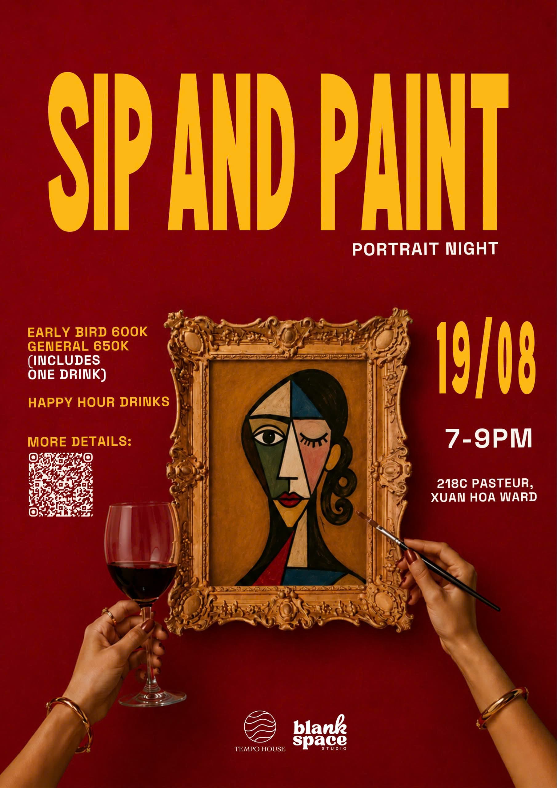 Sip & Paint: Đêm Vẽ Chân Dung — cùng Blank Space Studio